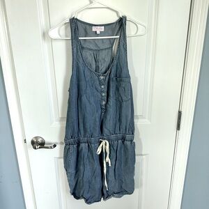Pink Lily Size M Chambray Razor Back Romper